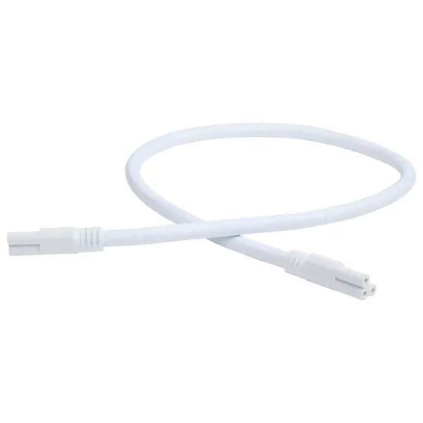 This 24-inch male-to-male joiner enables seamless connection between LED strip light fixtures, perfect for creating continuous lighting runs in under-cabinet, closet, and task lighting applications.