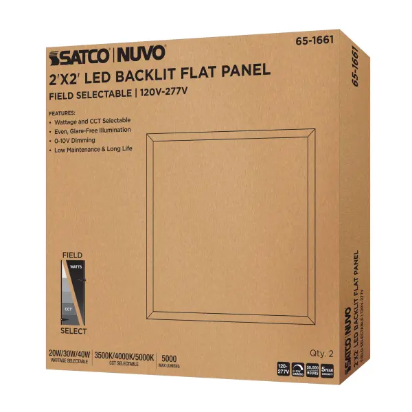 2x2 LED Backlit Panel - Wattage & Color Selectable - Image 11