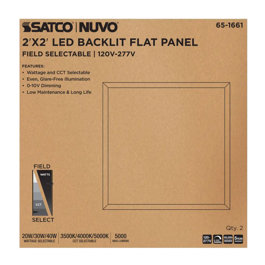2x2 LED Backlit Panel - Wattage & Color Selectable - Image 6