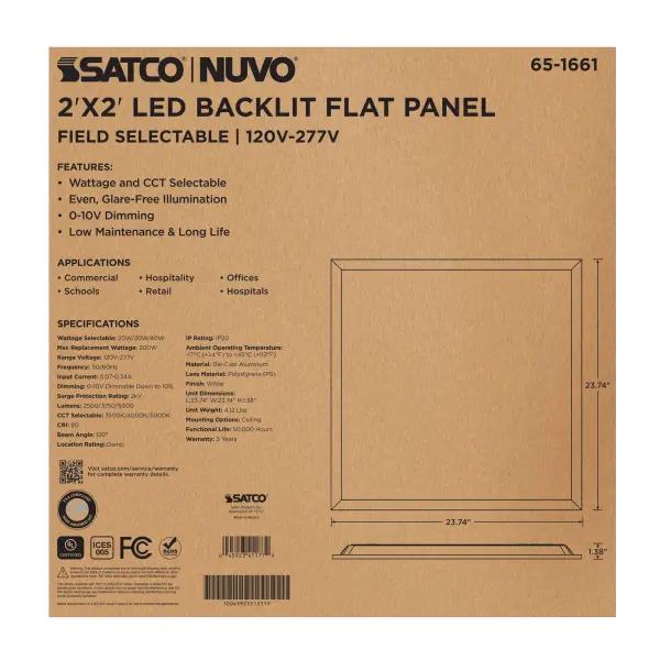 2x2 LED Backlit Panel - Wattage & Color Selectable - Image 7