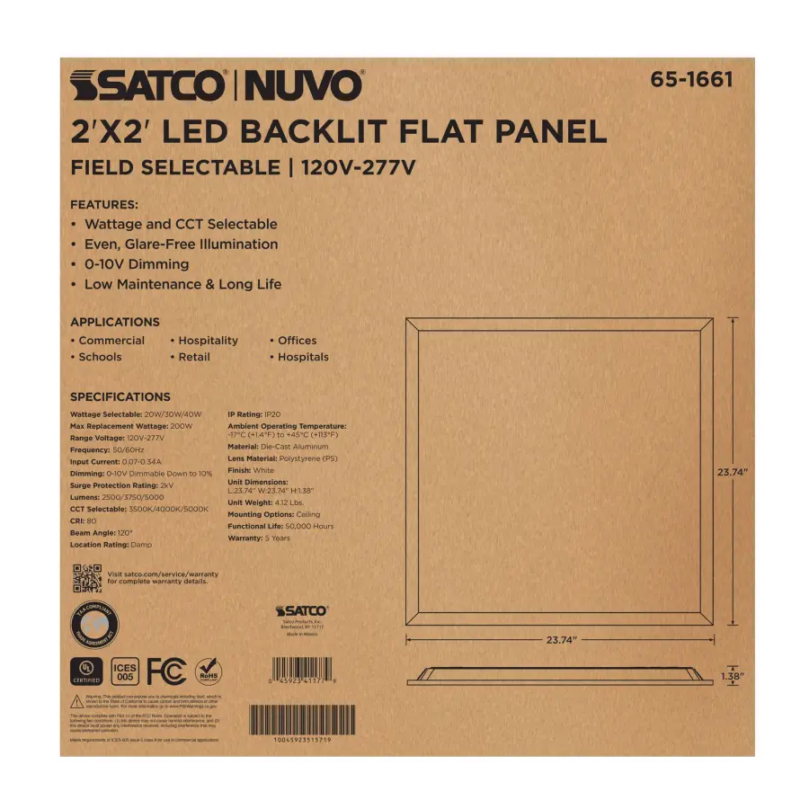 2x2 LED Backlit Panel - Wattage & Color Selectable - Image 7