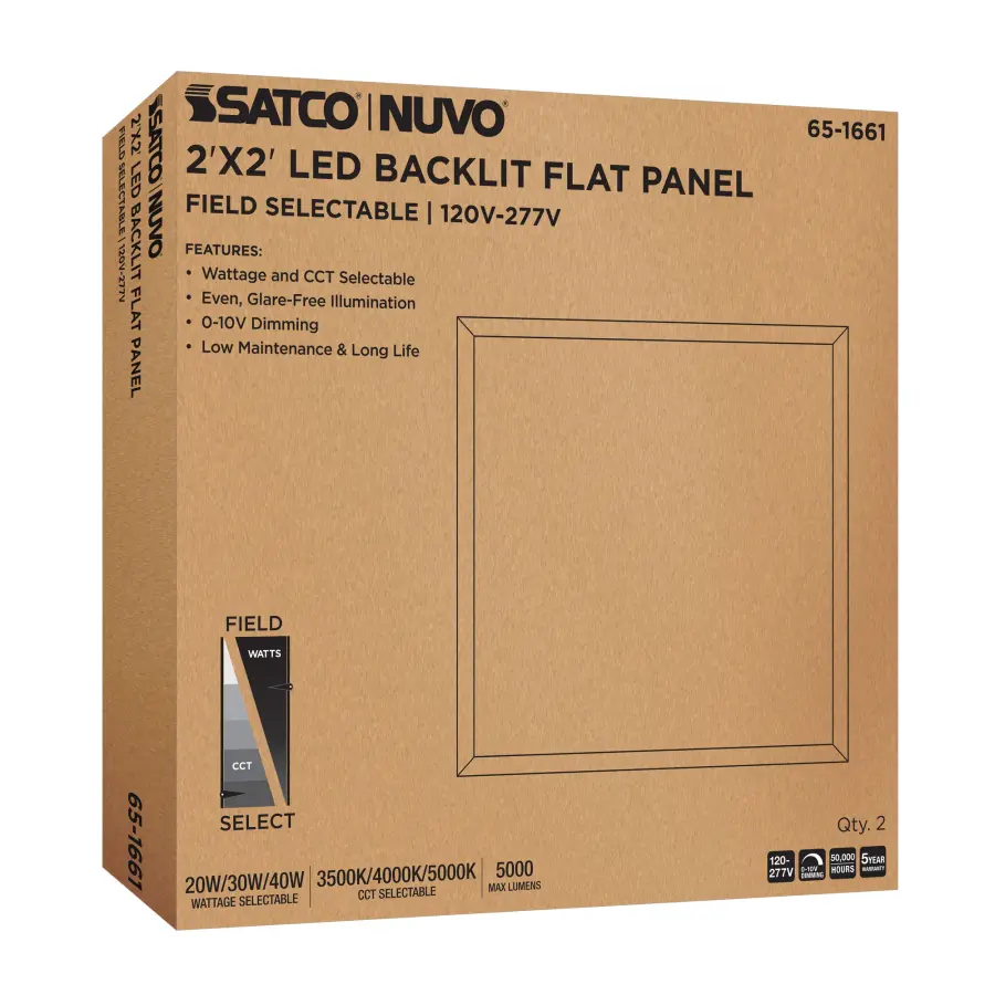 2x2 LED Backlit Panel - Wattage & Color Selectable - Image 10