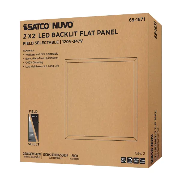 2x2 LED Backlit Panel - Wattage & Color Selectable - Image 11