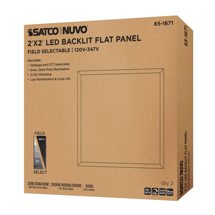 2x2 LED Backlit Panel - Wattage & Color Selectable - Image 11