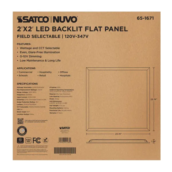 2x2 LED Backlit Panel - Wattage & Color Selectable - Image 7