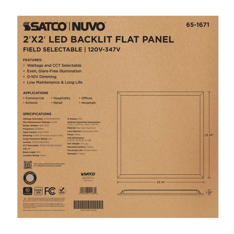 2x2 LED Backlit Panel - Wattage & Color Selectable - Image 7