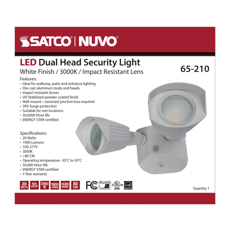 LED Dual Head Security Light - White - Image 9