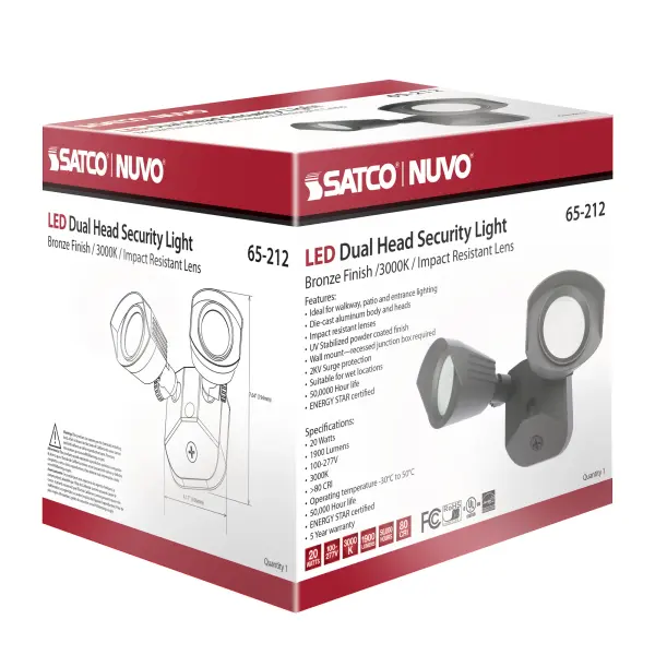 NUVO LED Dual Head Security Light - Bronze - Image 15