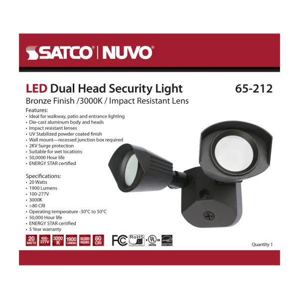 NUVO LED Dual Head Security Light - Bronze - Image 10