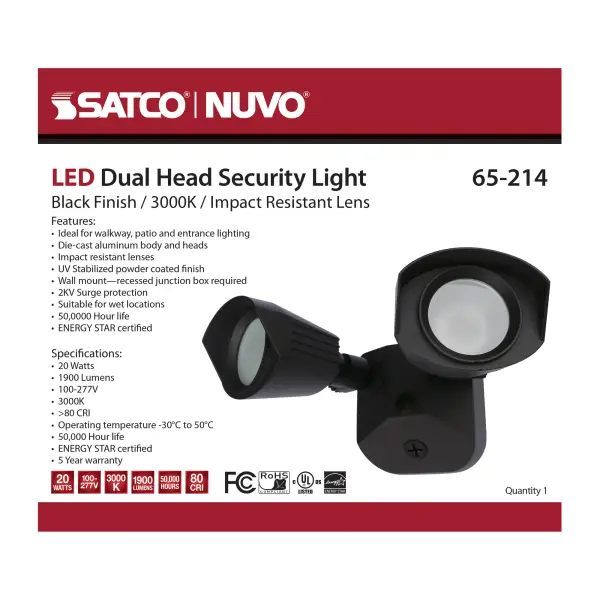 NUVO LED Dual Head Security Light - Black - Image 10