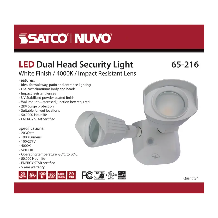 NUVO LED Dual Head Security Light - White - Image 9