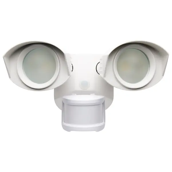 This dual-head LED security light delivers 1900 lumens of cool white illumination with motion sensor technology. Die-cast aluminum construction ensures durability for outdoor use, while 50,000-hour LED lifespan provides long-term value. - alternate view