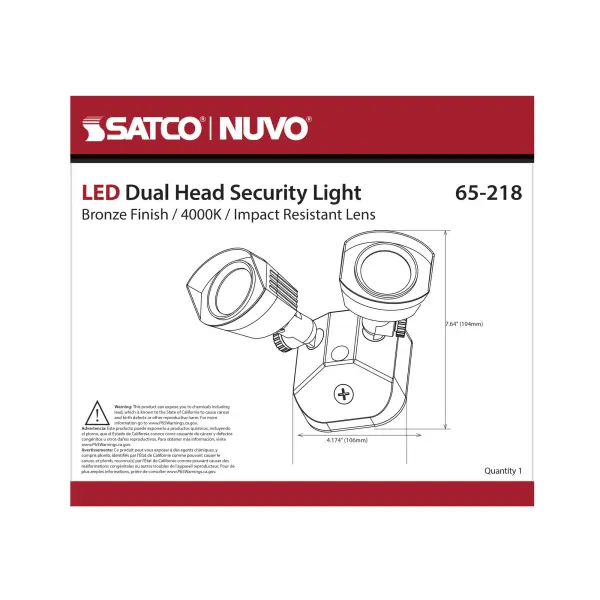 LED Dual Head Security Light - Bronze - Image 11