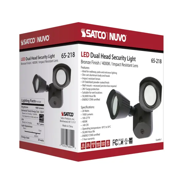 LED Dual Head Security Light - Bronze - Image 13