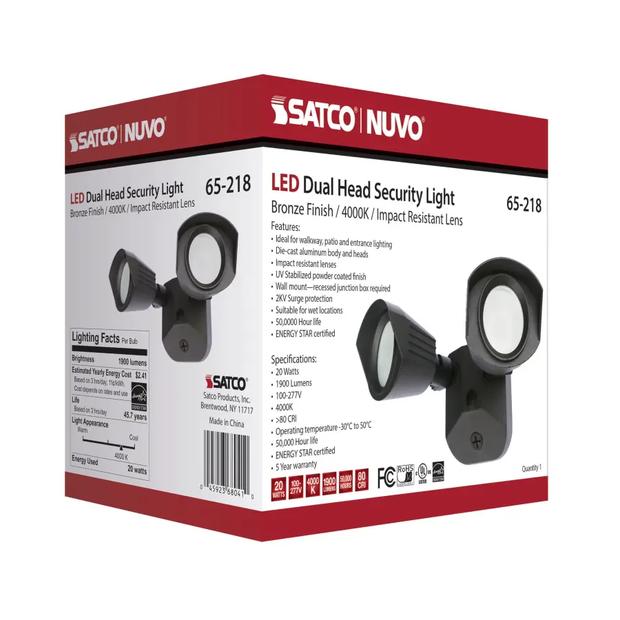 LED Dual Head Security Light - Bronze - Image 13