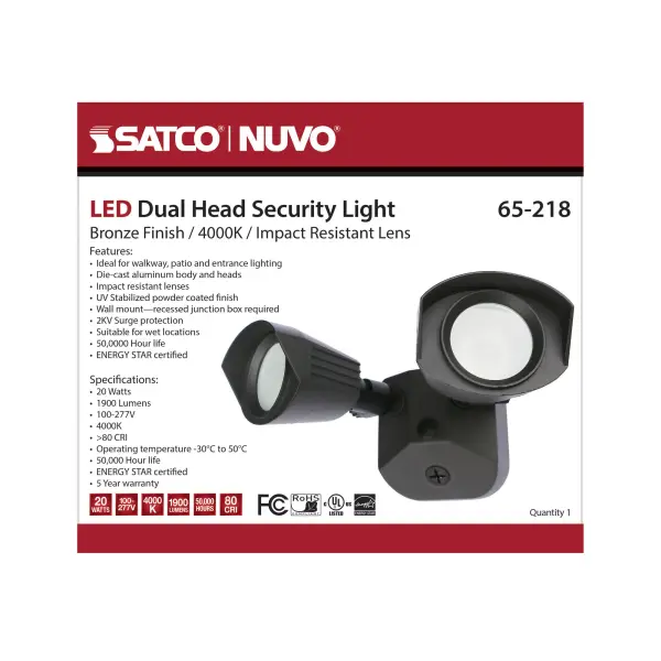 LED Dual Head Security Light - Bronze - Image 10