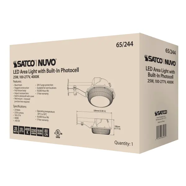 25W LED Area Light with Photocell - Black - Image 5