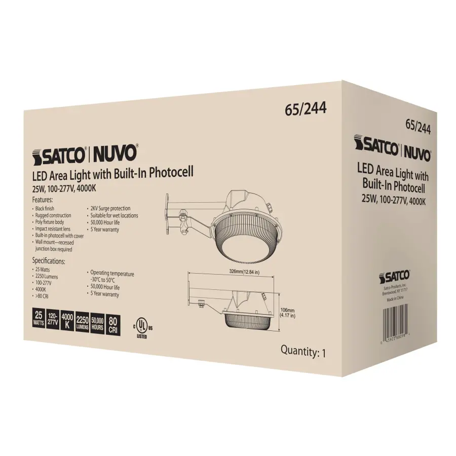 25W LED Area Light with Photocell - Black - Image 5