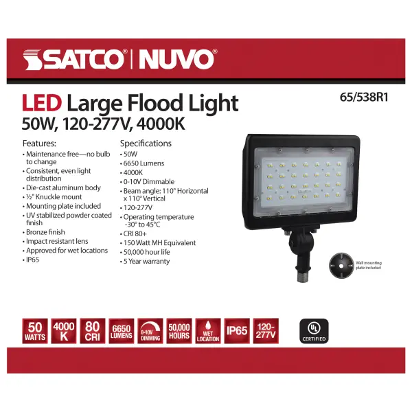SATCO NUVO 50W LED Large Flood Light - Image 8