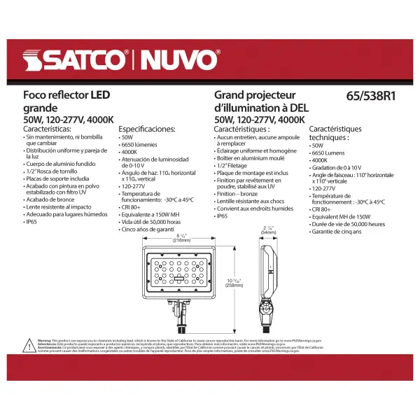 SATCO NUVO 50W LED Large Flood Light - Image 9