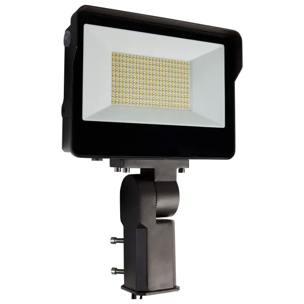 This professional-grade LED flood light offers exceptional flexibility with selectable color temperatures (3000K/4000K/5000K) and adjustable wattage (100W/125W/150W). IP66-rated for weather resistance with integrated photocell for automatic operation.