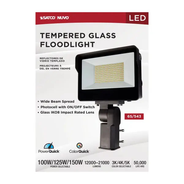 LED Tempered Glass Flood Light with Photocell - Bronze - Image 15