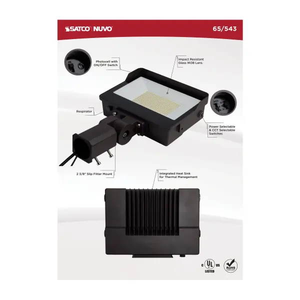 LED Tempered Glass Flood Light with Photocell - Bronze - Image 16
