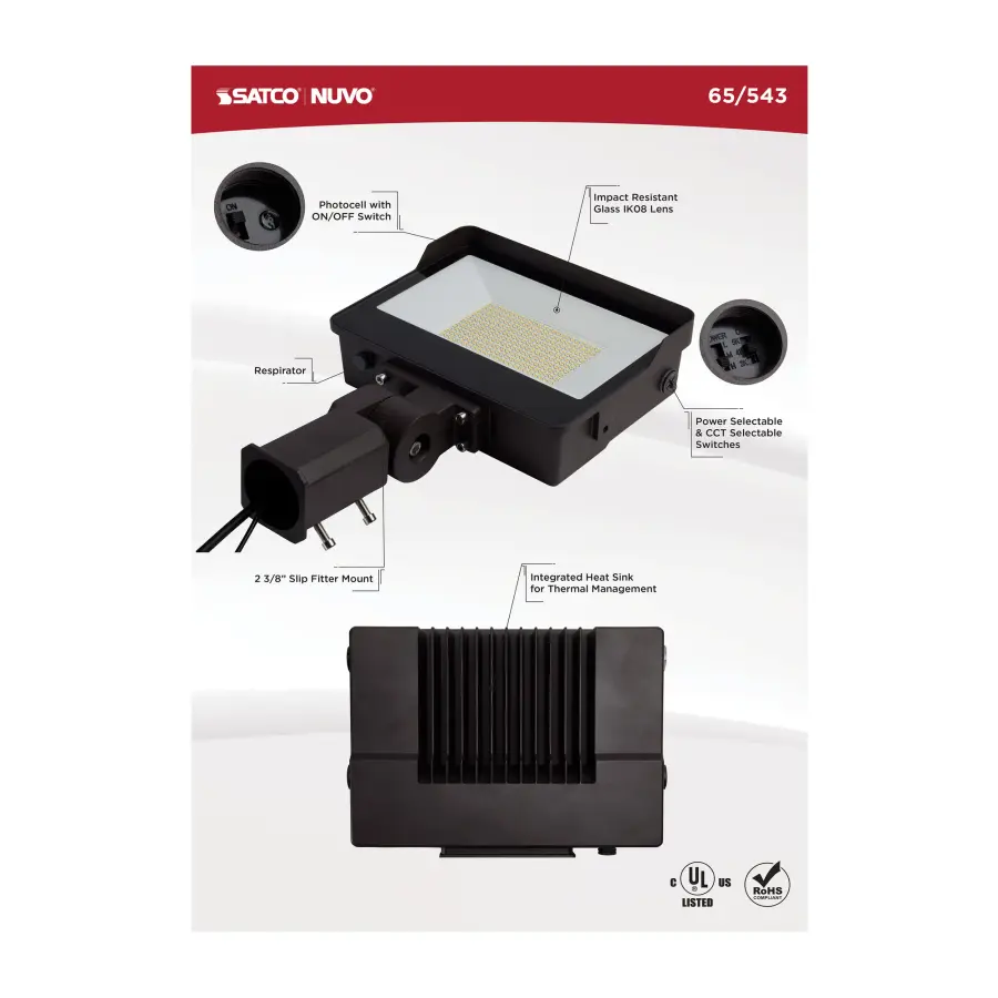 LED Tempered Glass Flood Light with Photocell - Bronze - Image 16