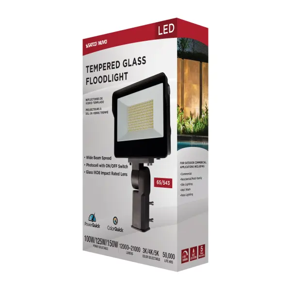 LED Tempered Glass Flood Light with Photocell - Bronze - Image 19