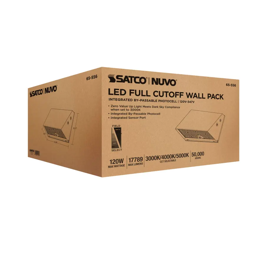 LED Full Cutoff Wall Pack - 80/100/120W - Field Selectable CCT - Bronze - Image 16