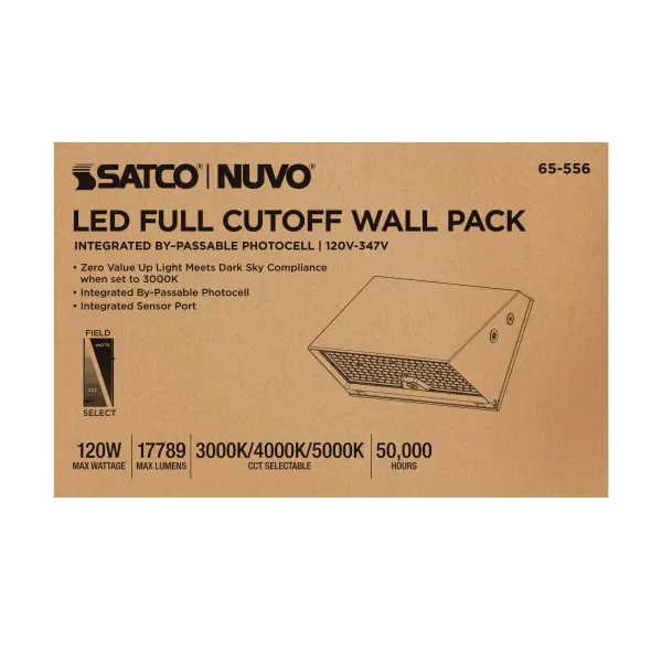 LED Full Cutoff Wall Pack - 80/100/120W - Field Selectable CCT - Bronze - Image 9