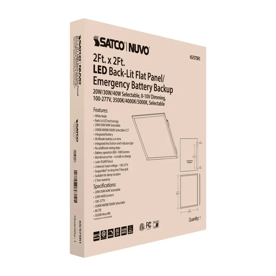2x2 LED Emergency Backlit Panel - Selectable Wattage & Color - Image 14