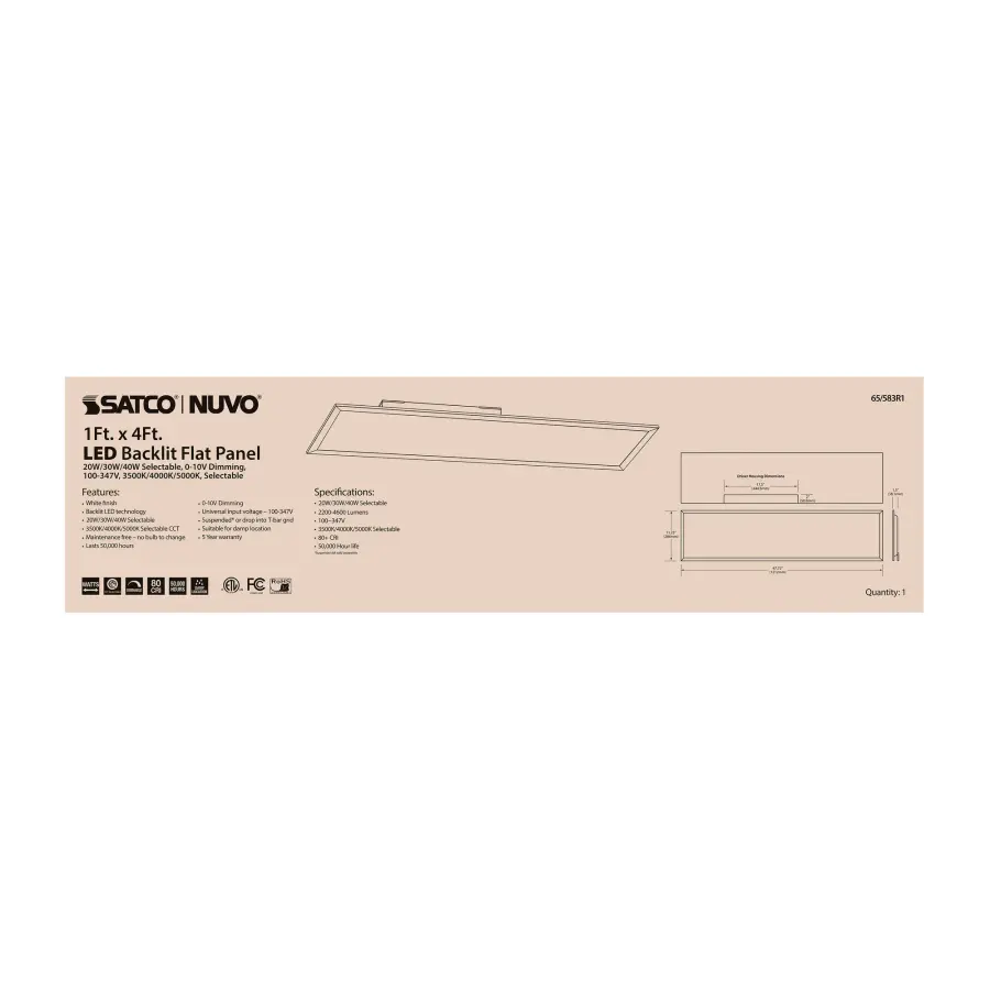 LED Backlit Flat Panel 1x4 ft - Wattage & CCT Selectable - Image 9
