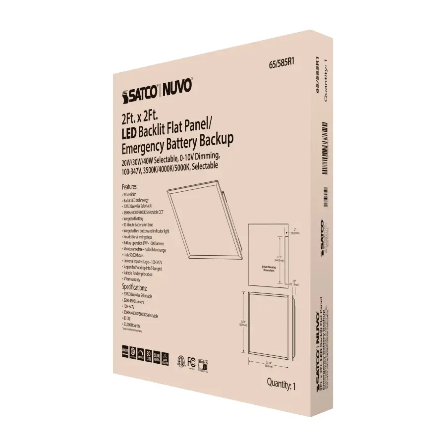 2x2 LED Emergency Backlit Panel - Selectable Wattage & Color - Image 13