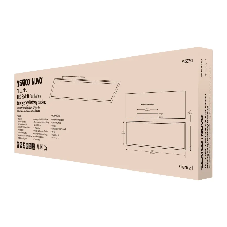 LED Backlit Flat Panel with Emergency Backup - 1x4 ft - Image 13
