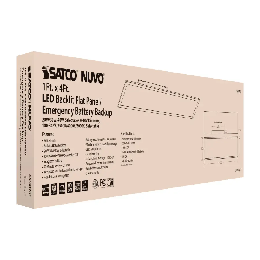 LED Backlit Flat Panel with Emergency Backup - 1x4 ft - Image 14