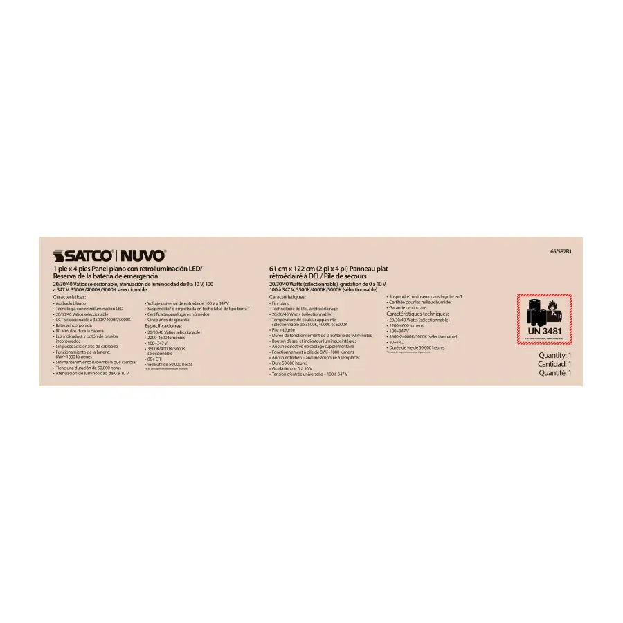 LED Backlit Flat Panel with Emergency Backup - 1x4 ft - Image 10