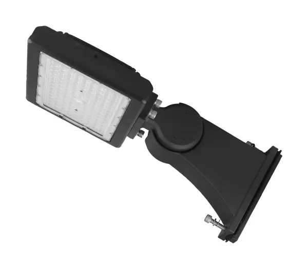 Heavy-duty direct arm mount designed for 70W and 90W flood lights. Bronze finish provides weather resistance and professional appearance for outdoor commercial and security lighting installations.