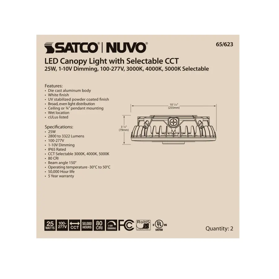LED Canopy Fixture - 25W CCT Selectable - Image 10