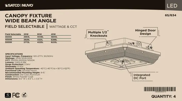 Square LED Canopy Light - Selectable CCT & Wattage - Image 20