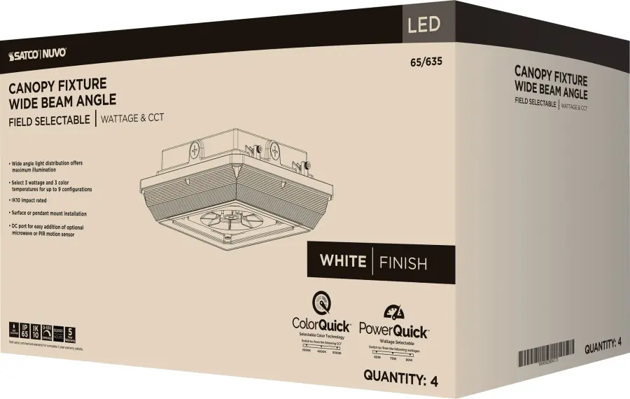 Square LED Wide Beam Canopy Light - Selectable CCT & Wattage - Image 23