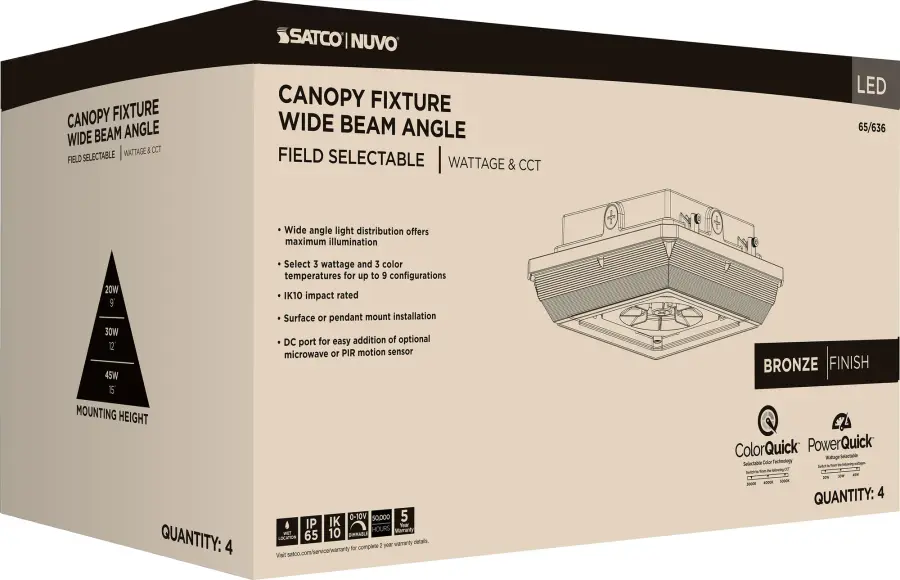 Square LED Wide Beam Canopy Light - Selectable CCT & Wattage - Image 24