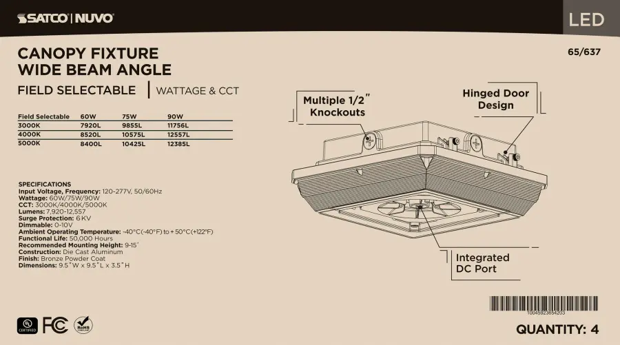 Square LED Canopy Light - Selectable CCT & Wattage - Image 19
