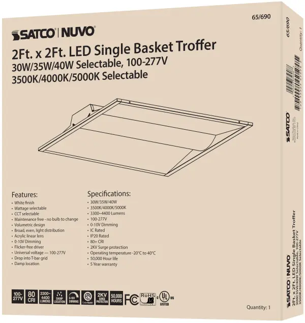 2x2 Single Basket LED Troffer - Selectable Wattage & CCT - Image 9