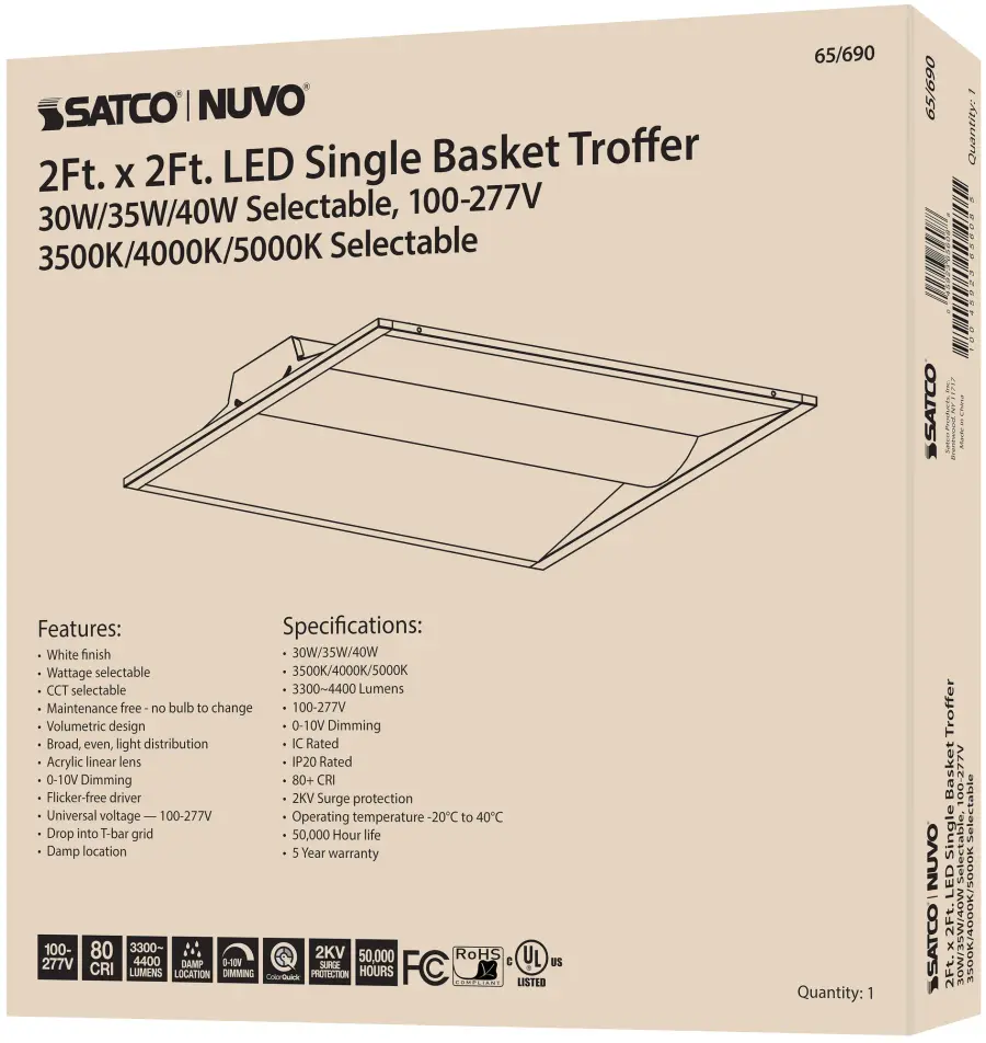 2x2 Single Basket LED Troffer - Selectable Wattage & CCT - Image 9