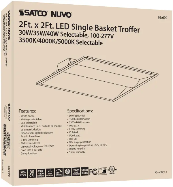 2x2 Single Basket LED Troffer - Selectable Wattage & CCT - Image 10
