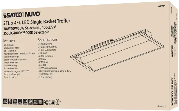 2x4 Single Basket LED Troffer - Selectable Wattage & CCT - Image 8
