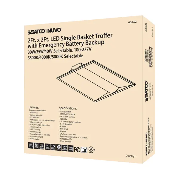 2x2 Emergency Backup LED Troffer - Single Basket - Image 8