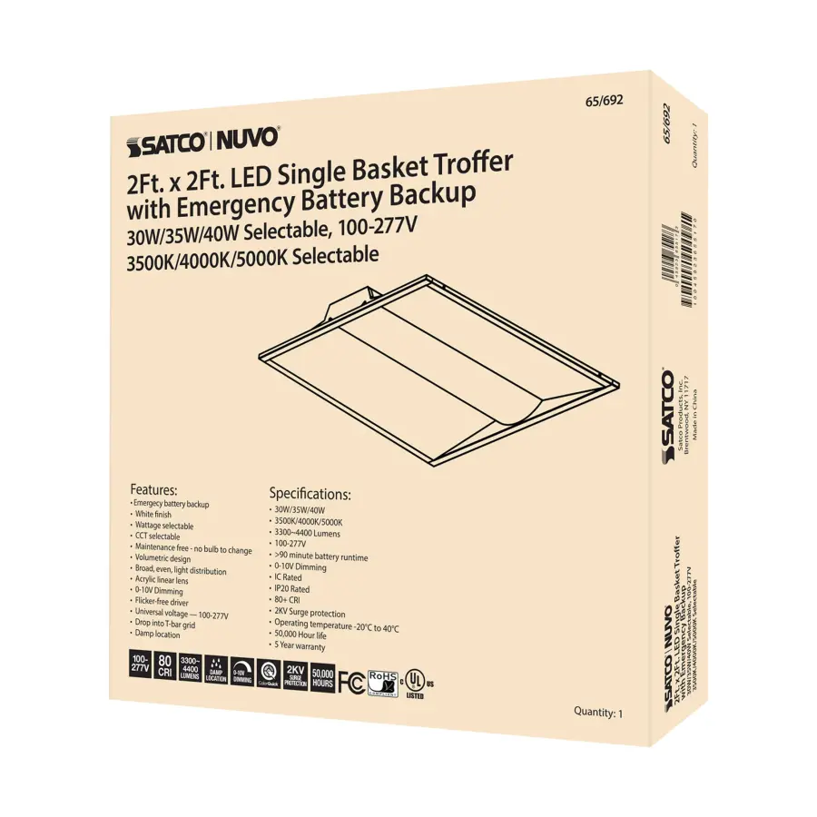 2x2 Emergency Backup LED Troffer - Single Basket - Image 8
