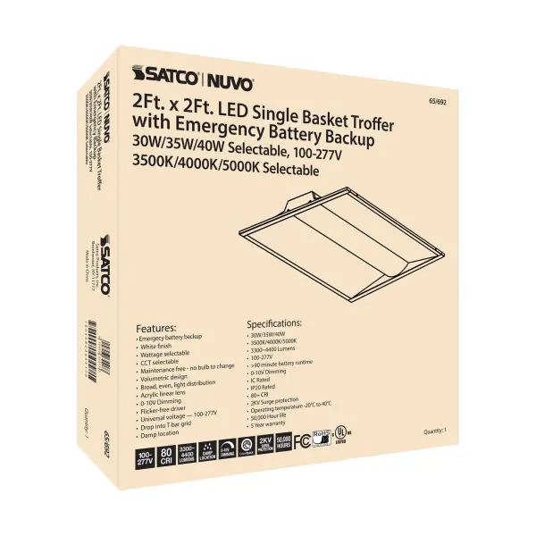 2x2 Emergency Backup LED Troffer - Single Basket - Image 9